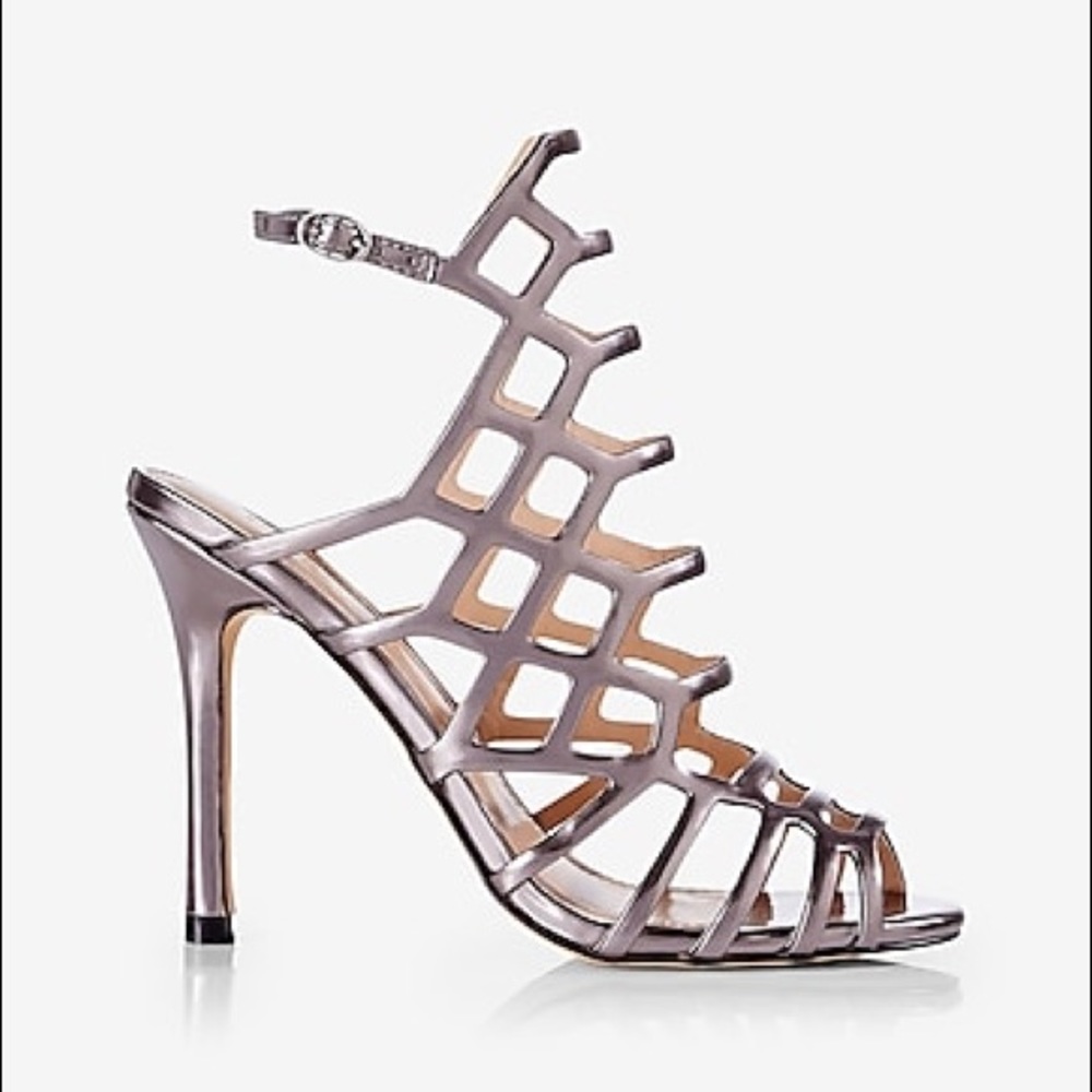 Express Metallic Caged Heels